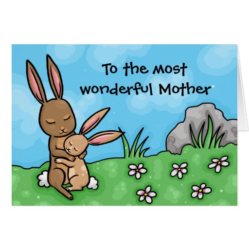 Mother and baby Rabbit Mothers day card