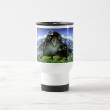 Mother and baby raven coffee mug