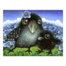 Mother and baby raven personalized announcements
