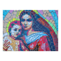 Mother and child mosaic custom invitation