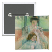 Mother and child pinback button