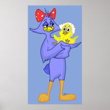 Mother Bird and Baby Bird Poster Print