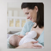 Mother breastfeeding baby print