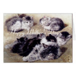 MOTHER CAT WITH KITTENS / Mother's Day Roses Greeting Card