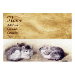 MOTHER CAT WITH KITTENS Parchment Monogram Business Card