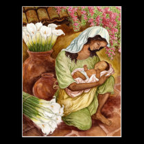 MOTHER & CHILD WITH CALA LILIES - MULTI postcards