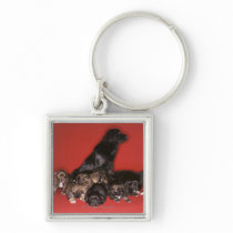 Mother dog with puppies key chains