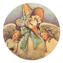 Mother Goose w Two Children; Jessie Willcox Smith Round Stickers