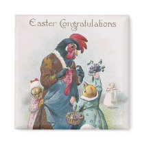 Mother Hen and Chicks Vintage Easter Fridge Magnet