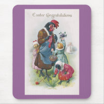 Mother Hen and Chicks Vintage Easter Mousepads