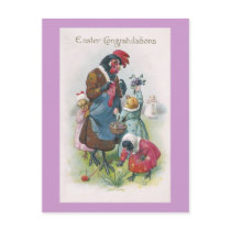 Mother Hen and Chicks Vintage Easter Postcard