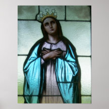 Mother Mary Stained Glass Print