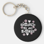 Mother of Groom White on Black Keychains