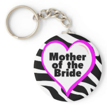 Mother of the Bride (Heart Zebra Stripes) Key Chains
