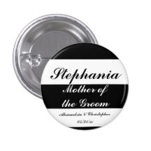"Mother of the Groom" Bold Stripes w/ Names & Date Button
