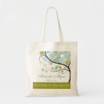 Mother of the groom green & blue love birds favor canvas bags