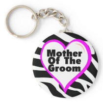 Mother Of The Groom (Heart Zebra Stripes) Keychain