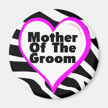 Mother Of The Groom (Heart Zebra Stripes) Fridge Magnet