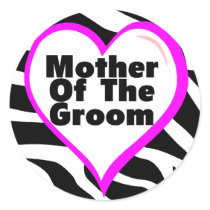 Mother Of The Groom (Heart Zebra Stripes) Round Stickers