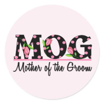 Mother of the Groom (MOG) Tulip Lettering Round Sticker