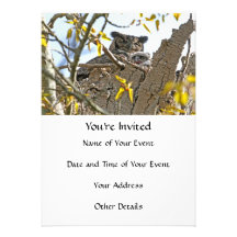 Mother Owl and Baby in Nest Invite