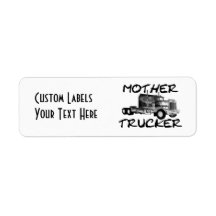 MOTHER TRUCKER - BLACK & WHITE RETURN ADDRESS LABELS