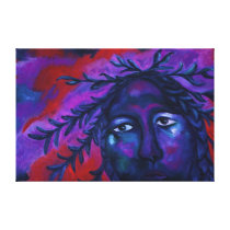 Mother Watching All – Crimson & Violet Compassion Canvas Print