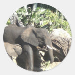 Mother with Baby Elephant Round Sticker