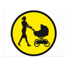 mother with baby in buggy postkarte