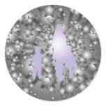 Mother With Children Round Stickers