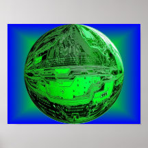 Motherboard Earth Art Poster