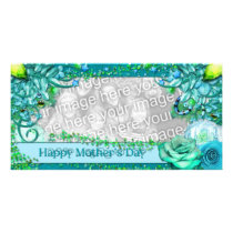 Mothers Day - ADD YOUR PHOTO - Blue Fantasy Photo Greeting Card