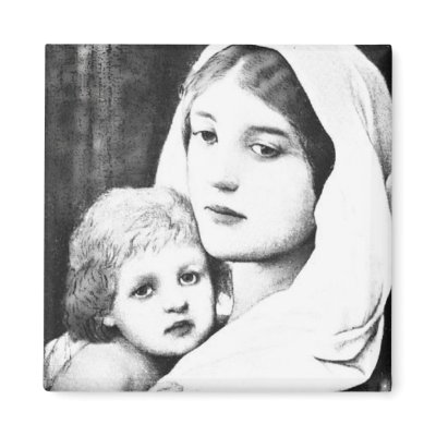 Mothers Day B&W Vintage Madonna with Baby  Magnet by zettacube