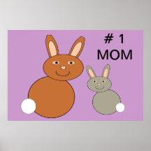 Mothers Day Bunnnies Number 1 Mom Custom Poster