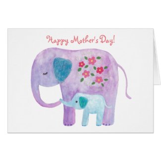 Mother's day Card Elephant Mom Baby Greeting Card