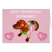 Mothers Day Card for Stepmom with Cute Pink Puppy