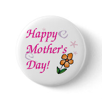 Mothers Day Flower Pinback Button