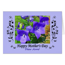 Mother's Day, for Aunt, purple flowers, curlicues Cards