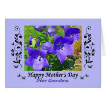 Mother's Day, Grandma, balloon flowers, curlicues Greeting Card