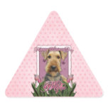 Mothers Day - Pink Tulips - Airedale Triangle Sticker