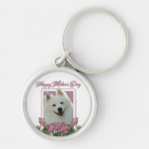 Mothers Day - Pink Tulips - American Eskimo Keychains