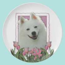 Mothers Day - Pink Tulips - American Eskimo plates