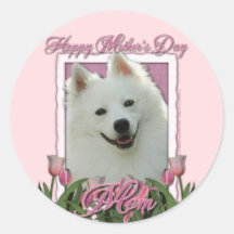 Mothers Day - Pink Tulips - American Eskimo Stickers