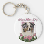 Mothers Day - Pink Tulips - Australia Shepherd Keychains