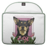 Mothers Day - Pink Tulips - Australian Kelpie Jude Sleeves For MacBooks