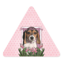 Mothers Day - Pink Tulips - Beagle Puppy