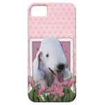 Mothers Day - Pink Tulips - Bedlington Terrier