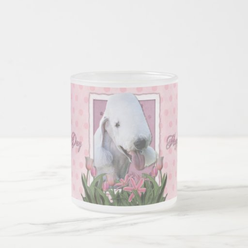 Mothers Day - Pink Tulips - Bedlington Terrier Mug