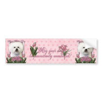 Mothers Day - Pink Tulips - Bichon Frise