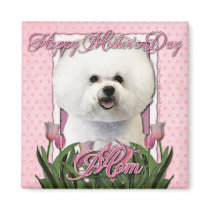 Mothers Day - Pink Tulips - Bichon Frise